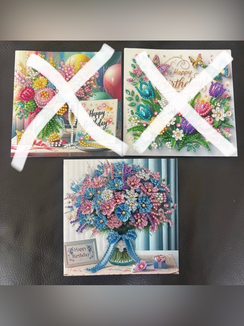 1 Handcrafted Rhinestone Floral Birthday Card (sealed)